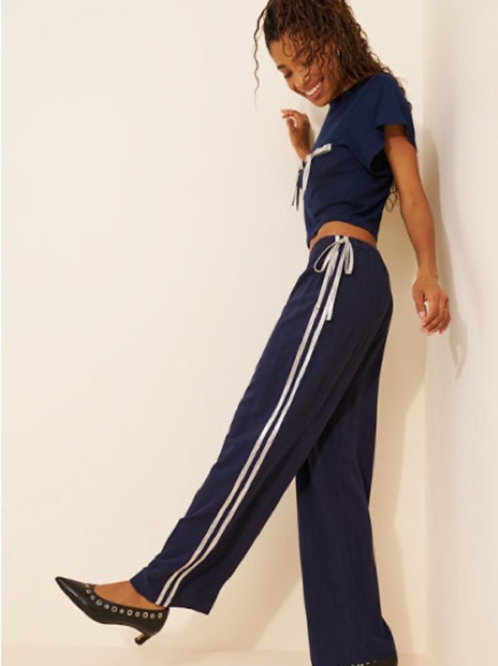 Fashion Brand Company x Nuuly Side-Stripe Wide Leg Pants & Matching Bow Top